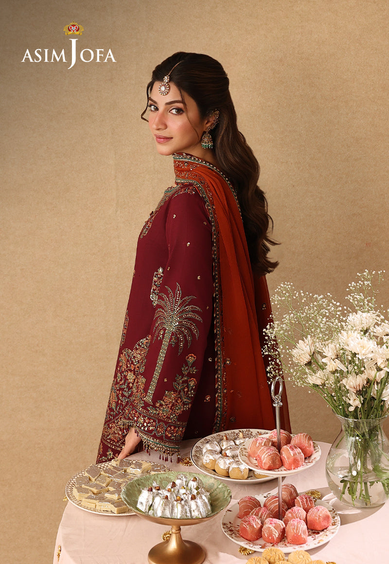 Asim Jofa | Kinza Festive Edit | AJULIF-04 Embroidered Boski Silk Stitched 3 Pcs
