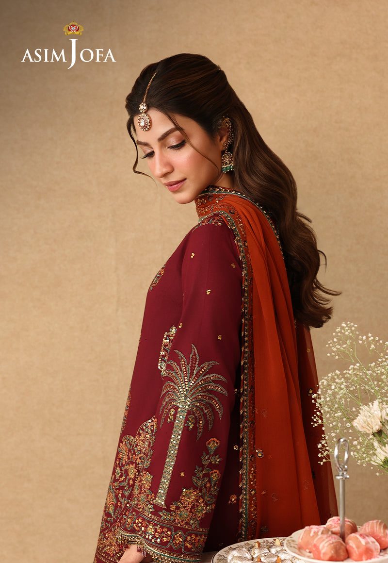 Asim Jofa | Kinza Festive Edit | AJULIF-04 Embroidered Boski Silk Stitched 3 Pcs