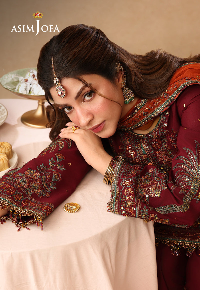 Asim Jofa | Kinza Festive Edit | AJULIF-04 Embroidered Boski Silk Stitched 3 Pcs