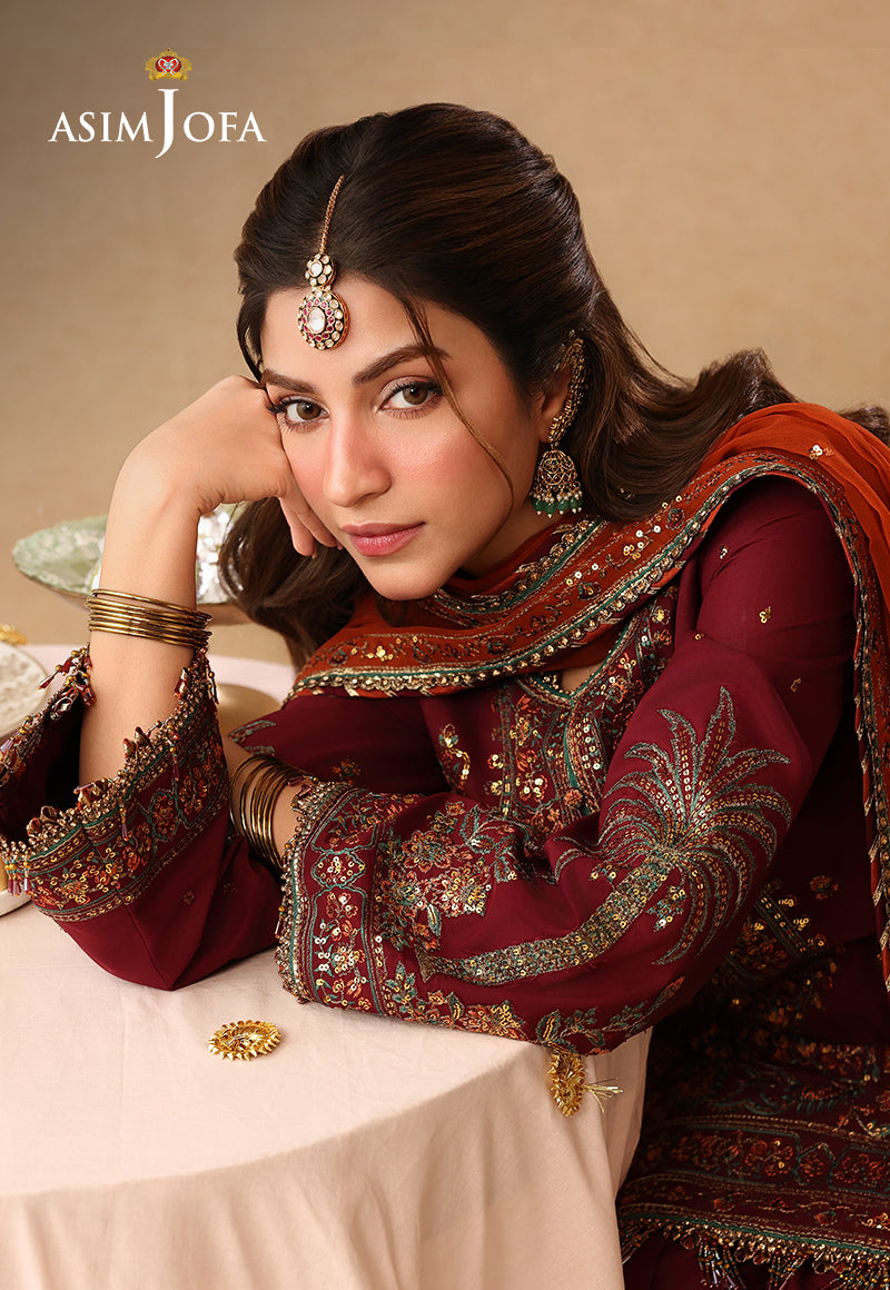 Asim Jofa | Kinza Festive Edit | AJULIF-04 Embroidered Boski Silk Stitched 3 Pcs