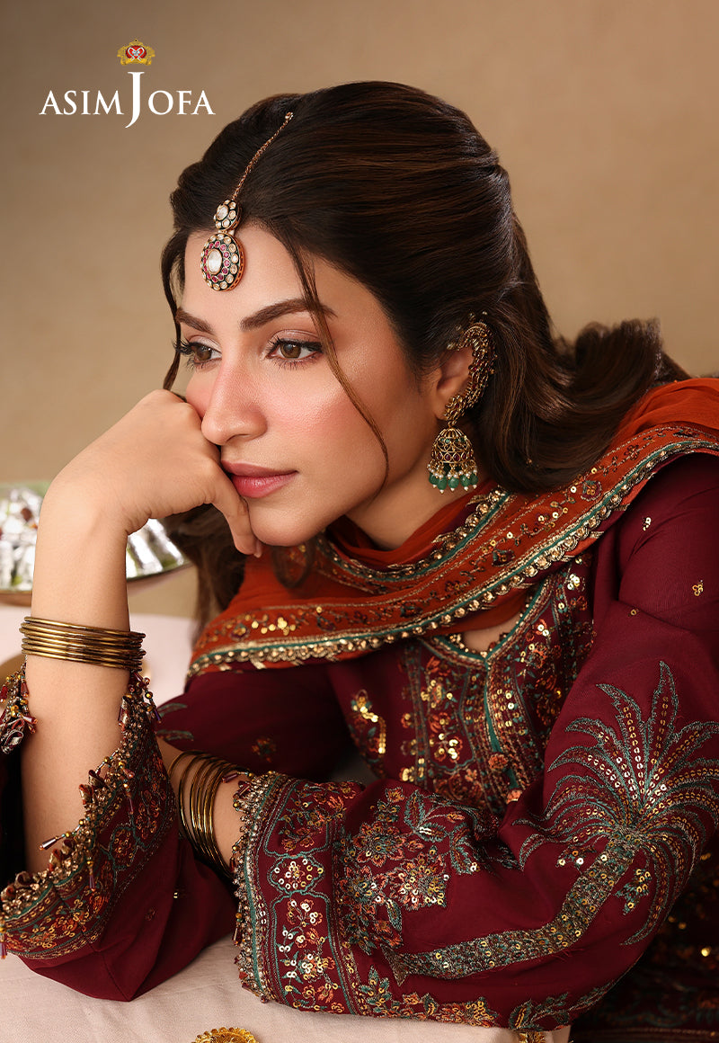 Asim Jofa | Kinza Festive Edit | AJULIF-04 Embroidered Boski Silk Stitched 3 Pcs