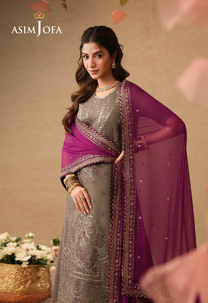 Asim Jofa | Kinza Festive Edit | AJULIF-03 Embroidered Paper Cotton Stitched 3 Pcs