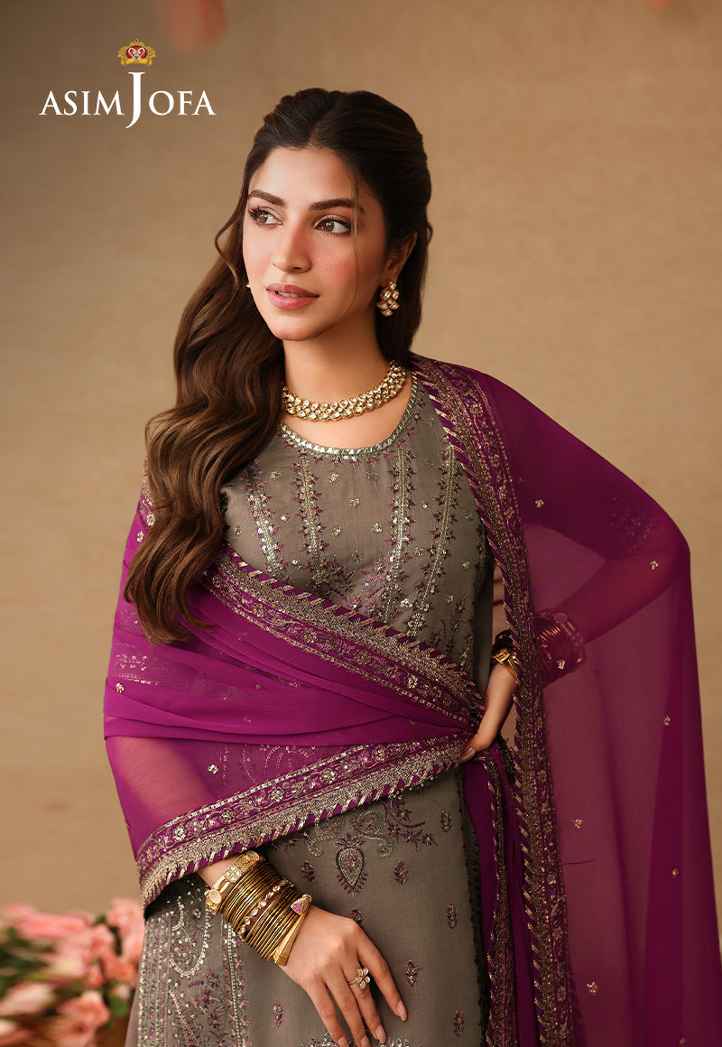 Asim Jofa | Kinza Festive Edit | AJULIF-03 Embroidered Paper Cotton Stitched 3 Pcs