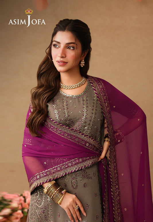 Asim Jofa | Kinza Festive Edit | AJULIF-03 Embroidered Paper Cotton Stitched 3 Pcs