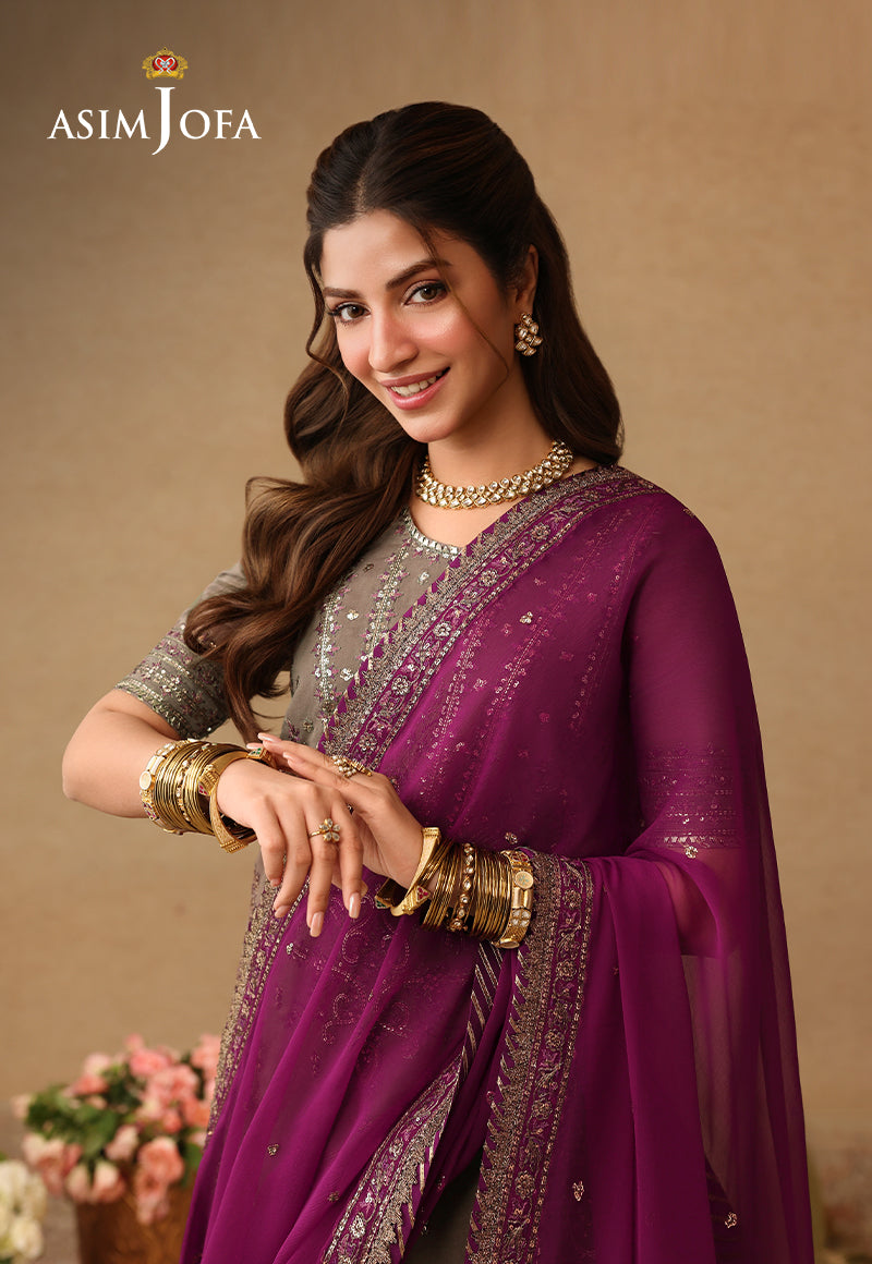 Asim Jofa | Kinza Festive Edit | AJULIF-03 Embroidered Paper Cotton Stitched 3 Pcs