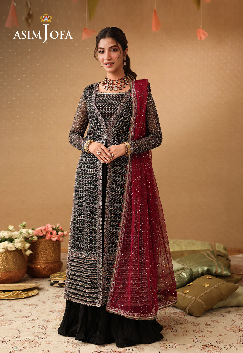 Asim Jofa | Kinza Festive Edit | AJULIF-01 Embroidered Poly Net Stitched 3 Pcs
