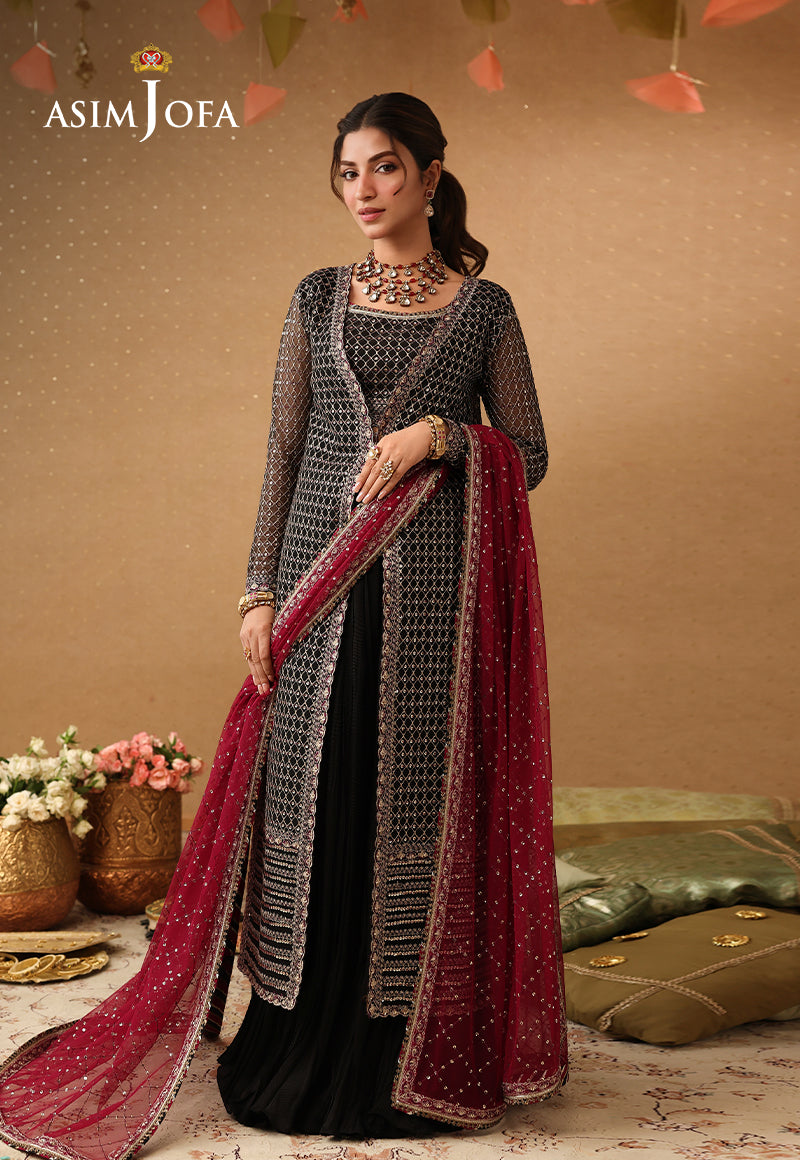 Asim Jofa | Kinza Festive Edit | AJULIF-01 Embroidered Poly Net Stitched 3 Pcs