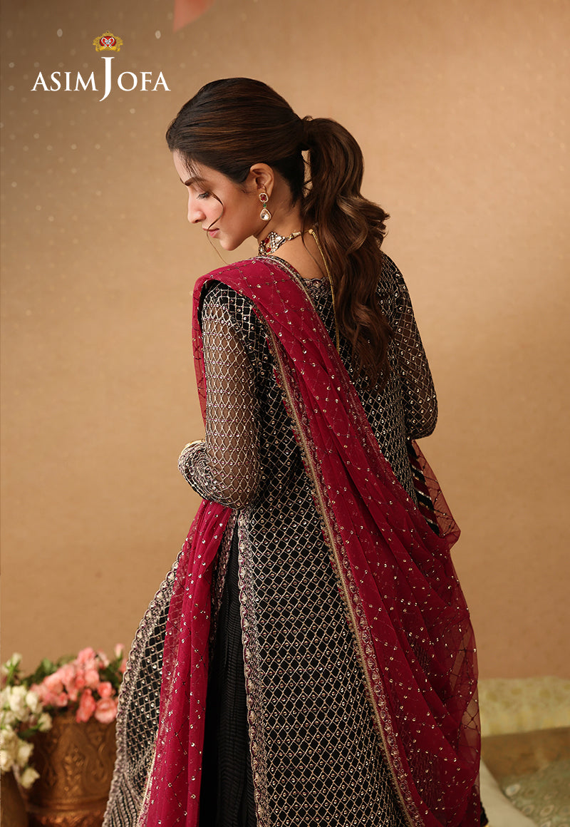 Asim Jofa | Kinza Festive Edit | AJULIF-01 Embroidered Poly Net Stitched 3 Pcs