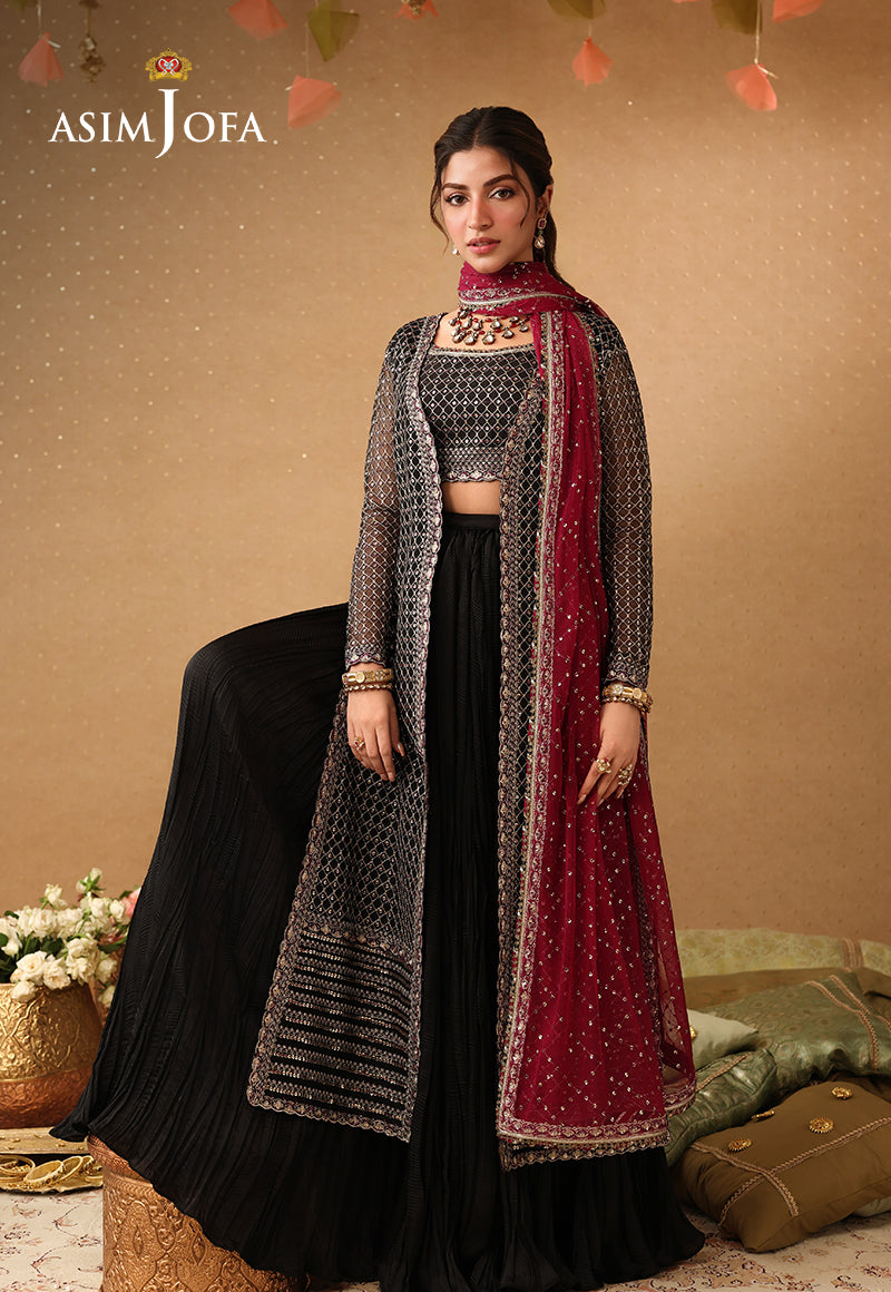 Asim Jofa | Kinza Festive Edit | AJULIF-01 Embroidered Poly Net Stitched 3 Pcs