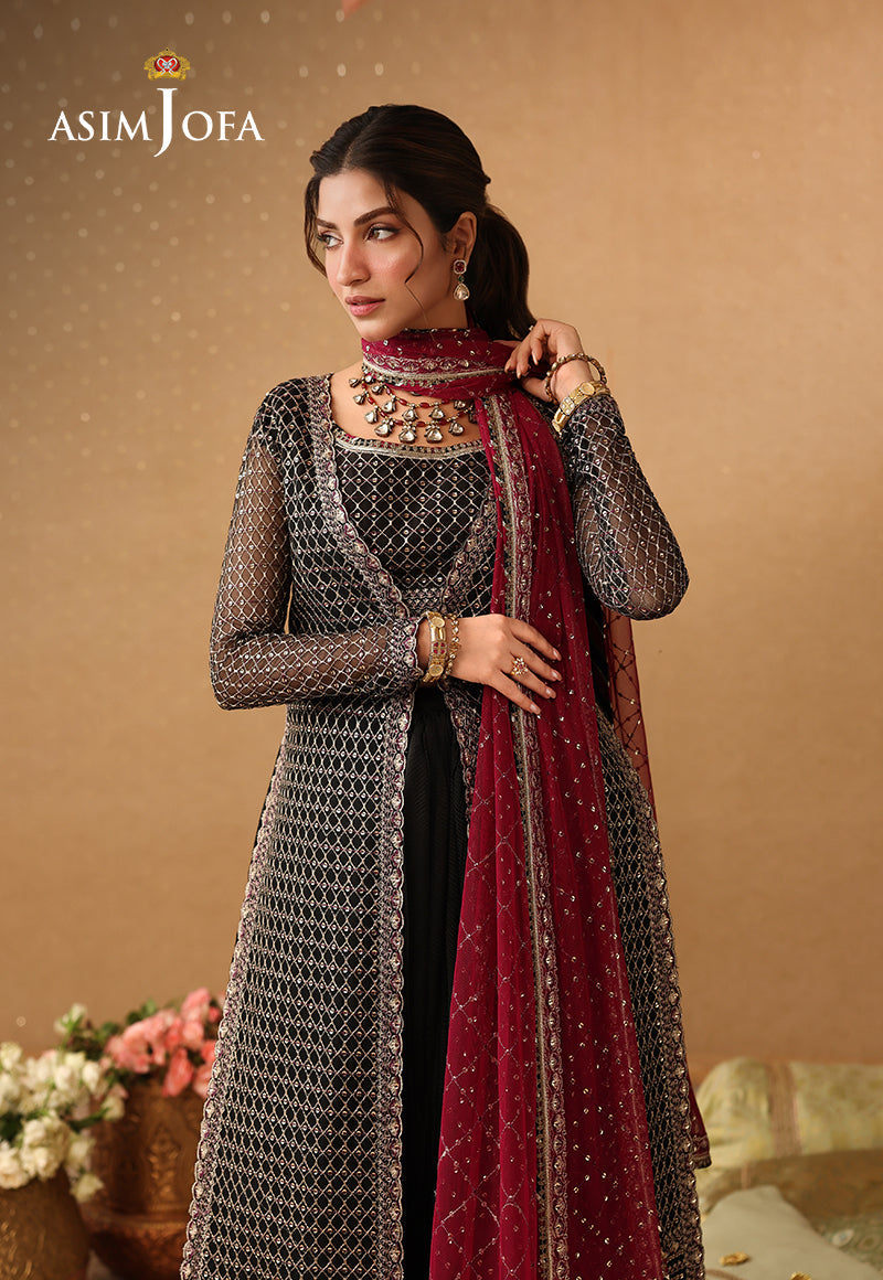 Asim Jofa | Kinza Festive Edit | AJULIF-01 Embroidered Poly Net Stitched 3 Pcs