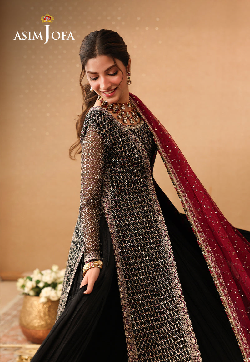 Asim Jofa | Kinza Festive Edit | AJULIF-01 Embroidered Poly Net Stitched 3 Pcs
