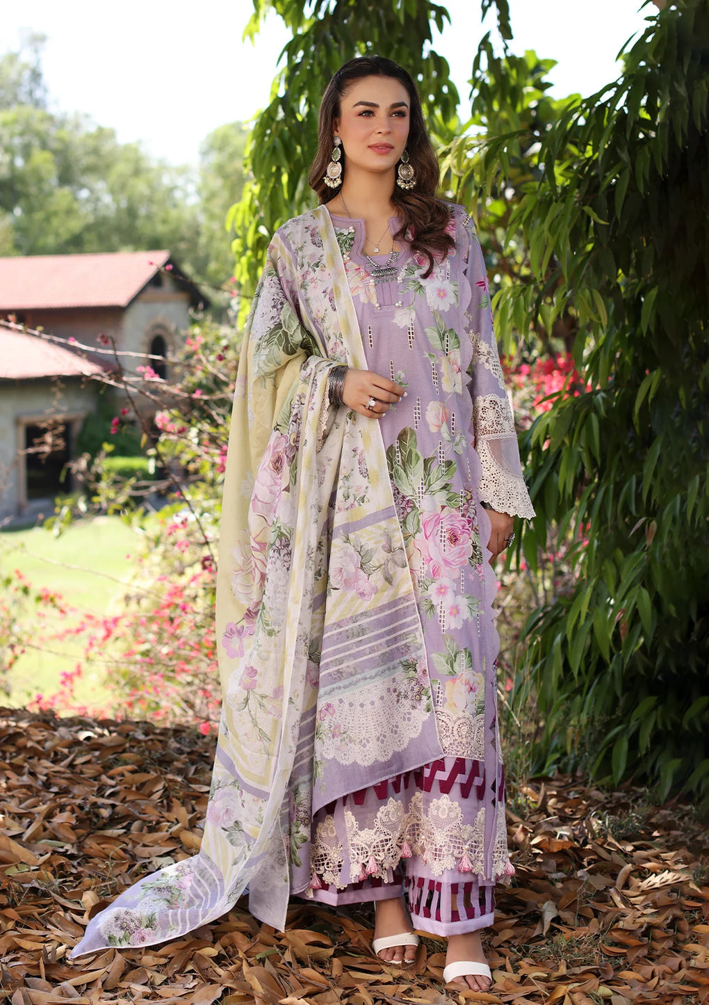 Elaf Premium | Prints Chikankari 24 | 03A LILAC LAMOUR - House Of Anaya