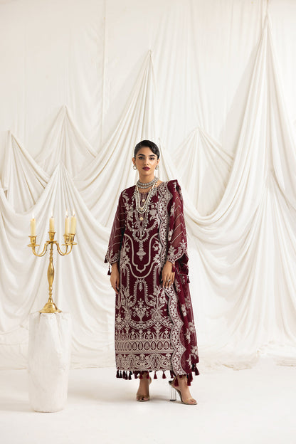 Alizeh | Formals Collection | Clara C (MAROON) - House Of Anaya