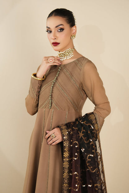 Alizeh | Formals Collection | Rose Beige Dress 3 piece - RTW1017 - House Of Anaya