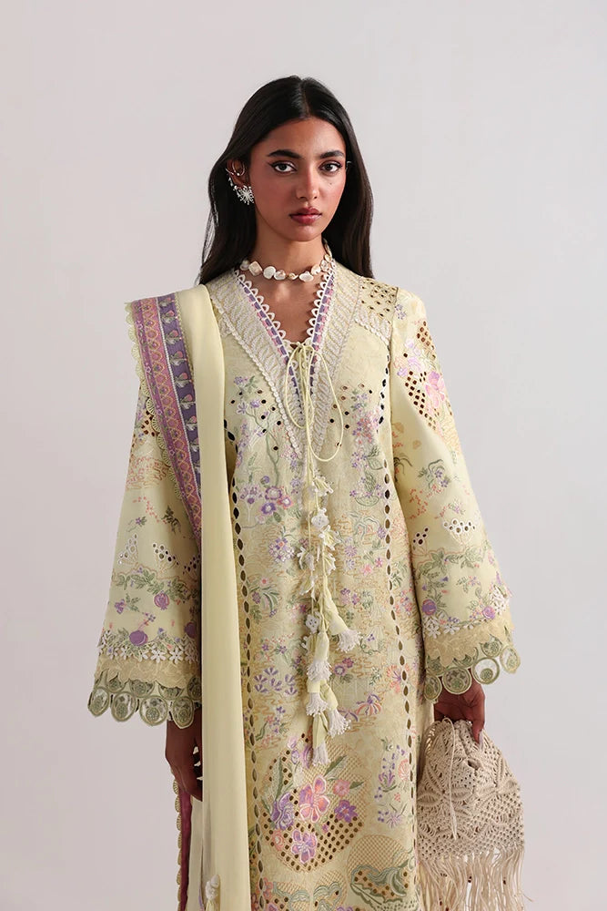 Suffuse Telya | Lemon Yellow Embroidered Lawn Eid Suit