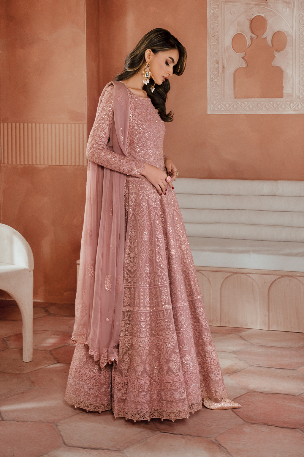 Iznik | Chiffon Kari | ICK-04 Embroidered Chiffon - House Of Anaya