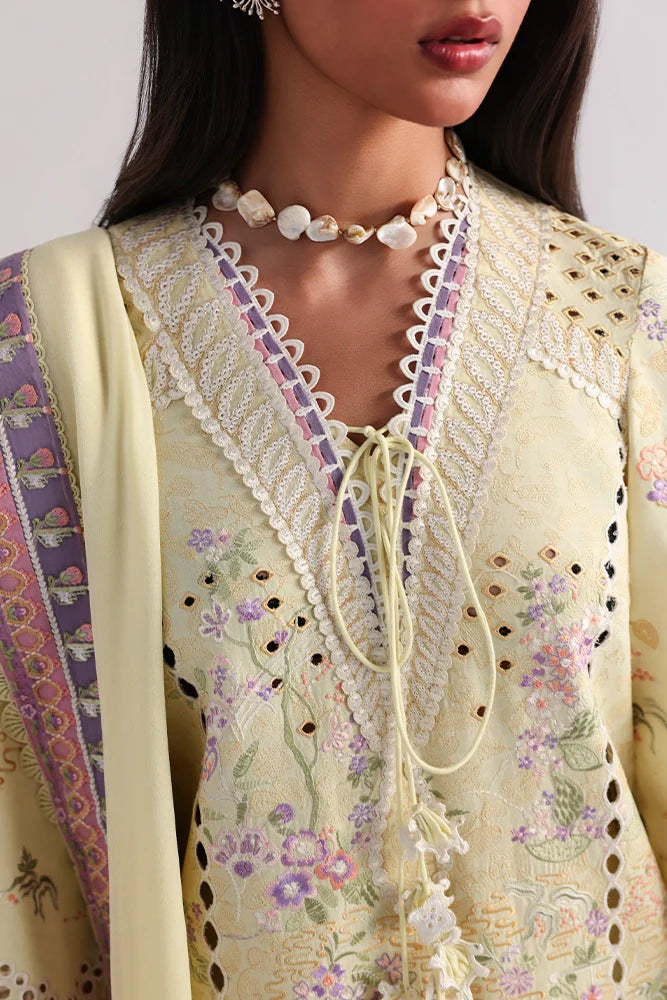 Suffuse Telya | Lemon Yellow Embroidered Lawn Eid Suit