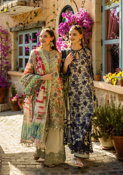 Elaf Premium | Print Chikankari 25 | ELK-01A BLUE BLOSSOM