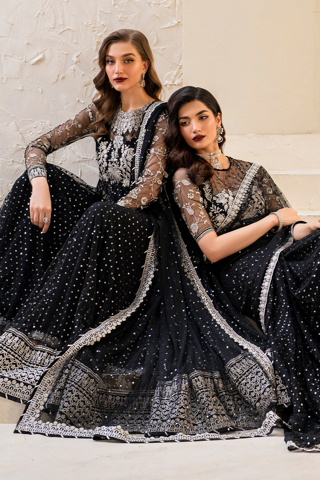 Iznik | Chinnon Chiffon | CC-50 Embroidered Net - House Of Anaya