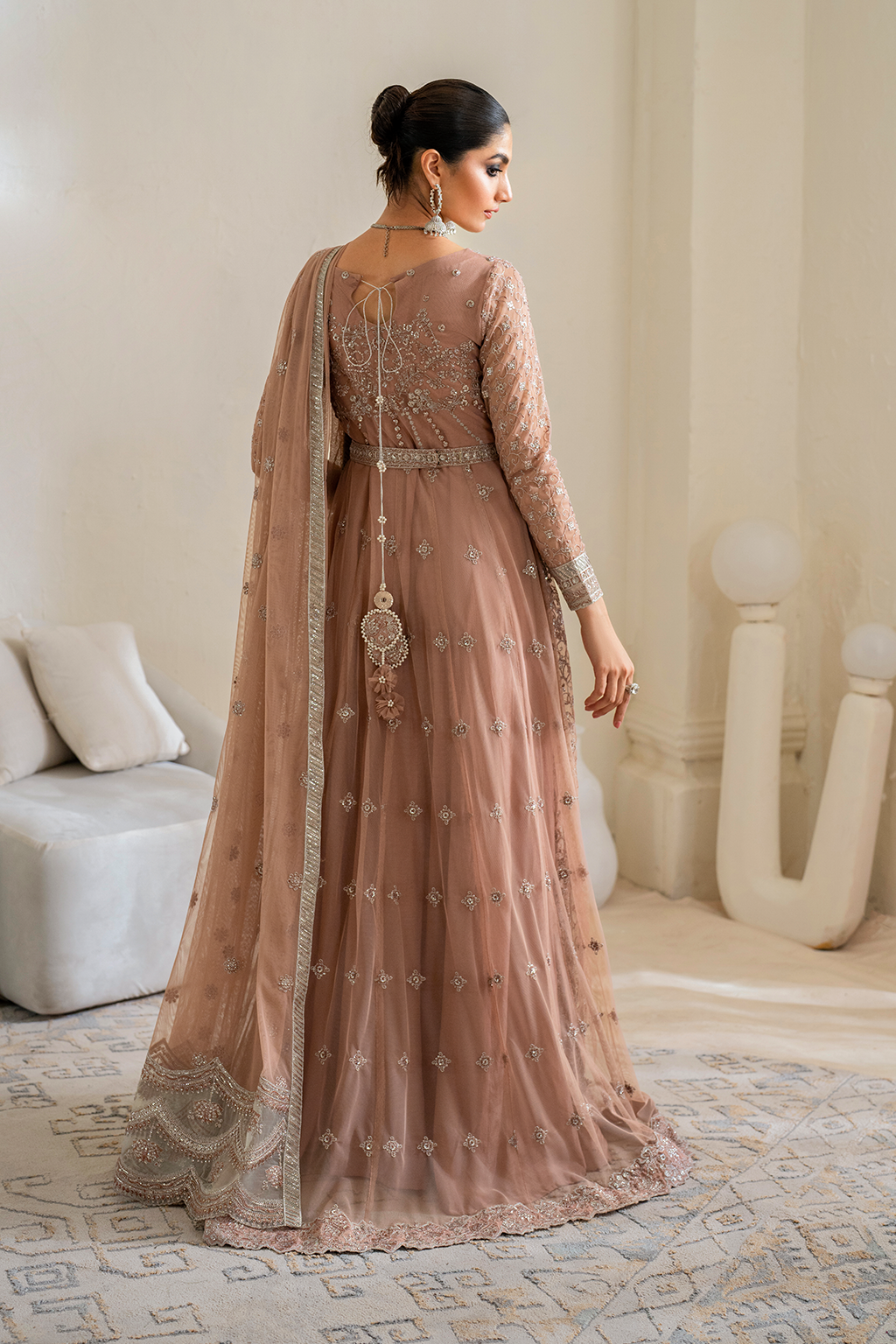 Iznik | Chinnon Chiffon | CC-43 Embroidered Net - House Of Anaya
