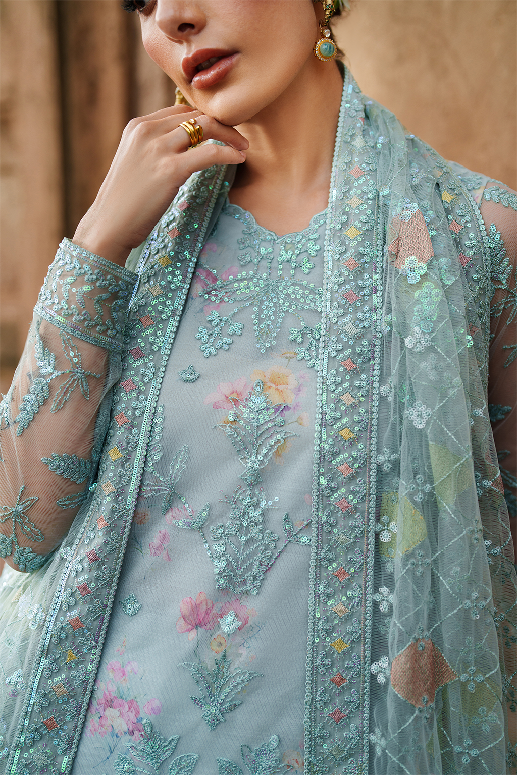 Iznik | Festive Formal | UE-535 Embroidered Net