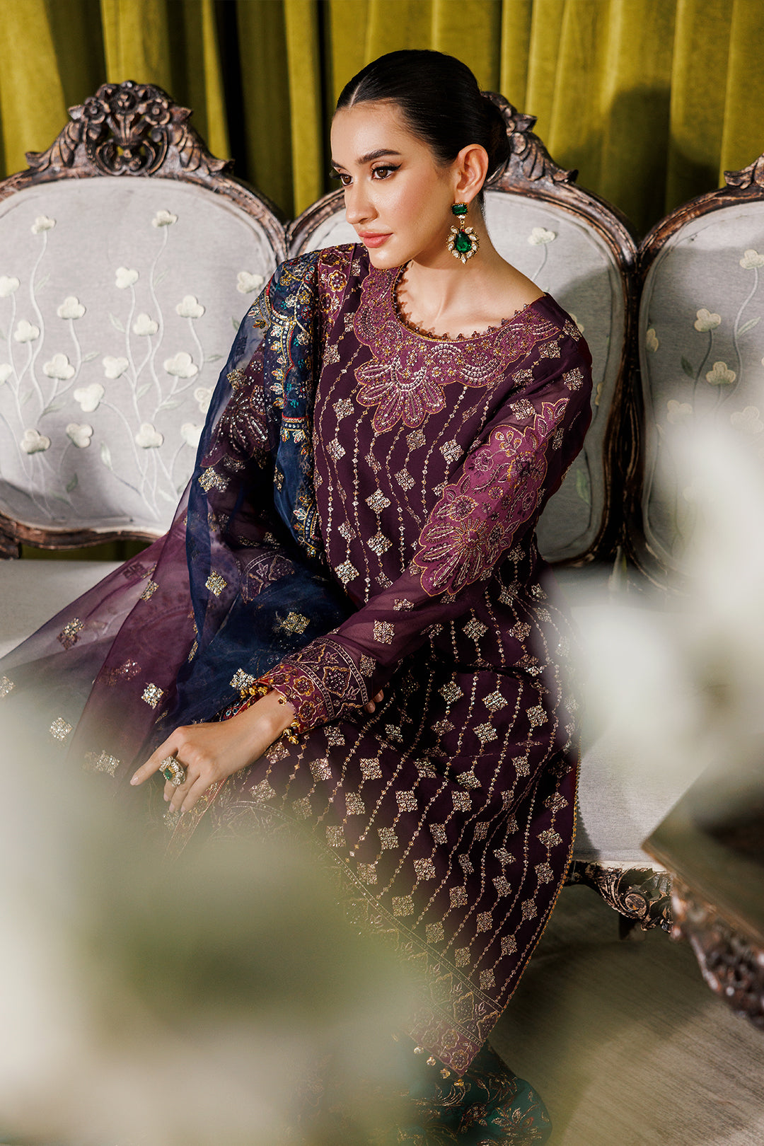 Alizeh Fashion Luxury Embroidered Chiffon 3Pc Suit AF-CH-2173-Nagar B Magenta