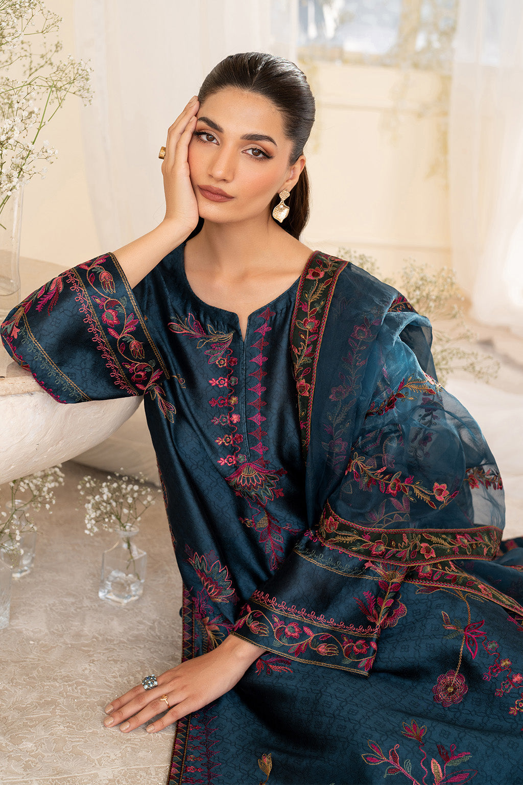 Iznik | Festive Formal | UE-379 Embroidered Pure silk