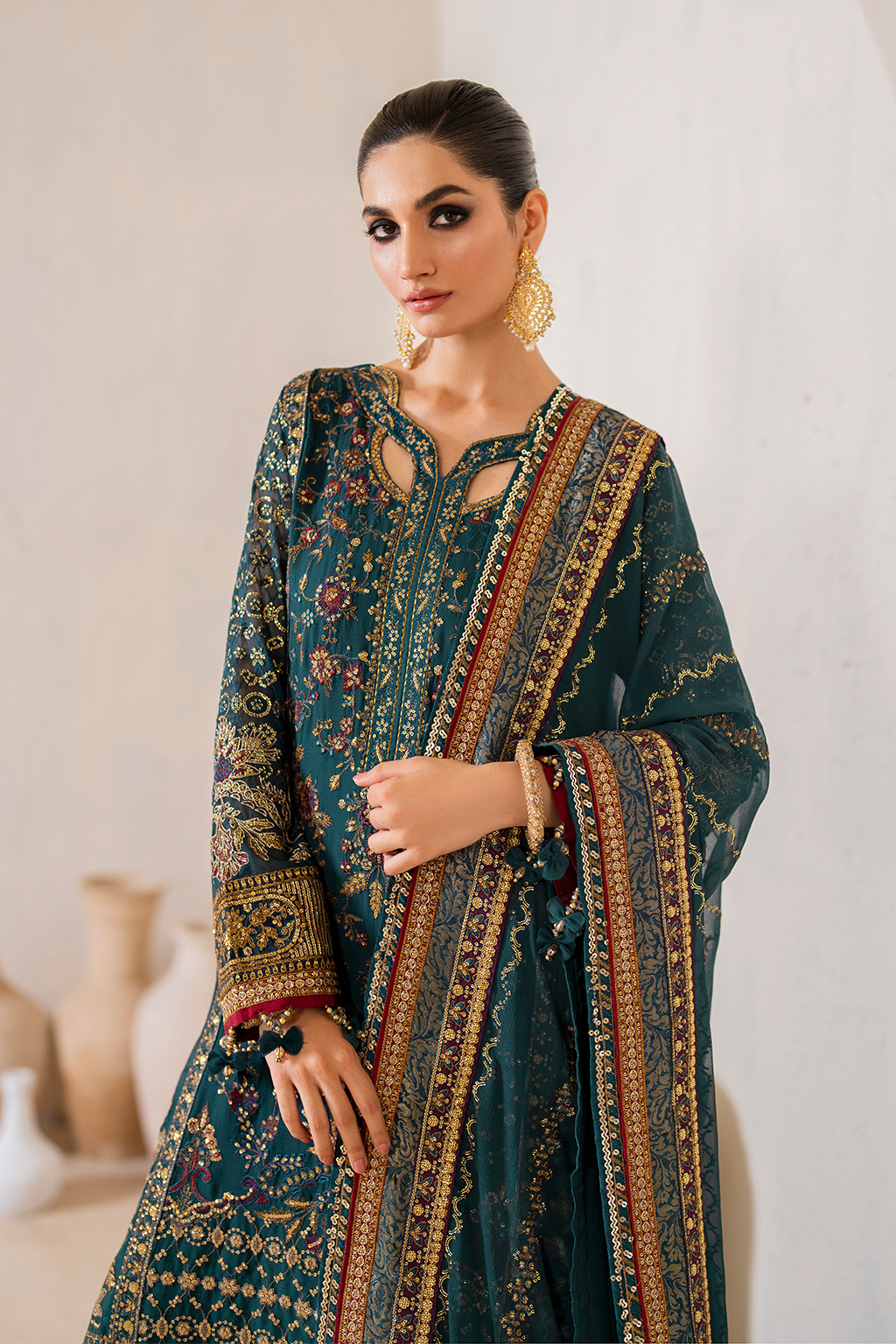 Iznik | Chinnon Chiffon | CC-46 Embroidered Chiffon - House Of Anaya