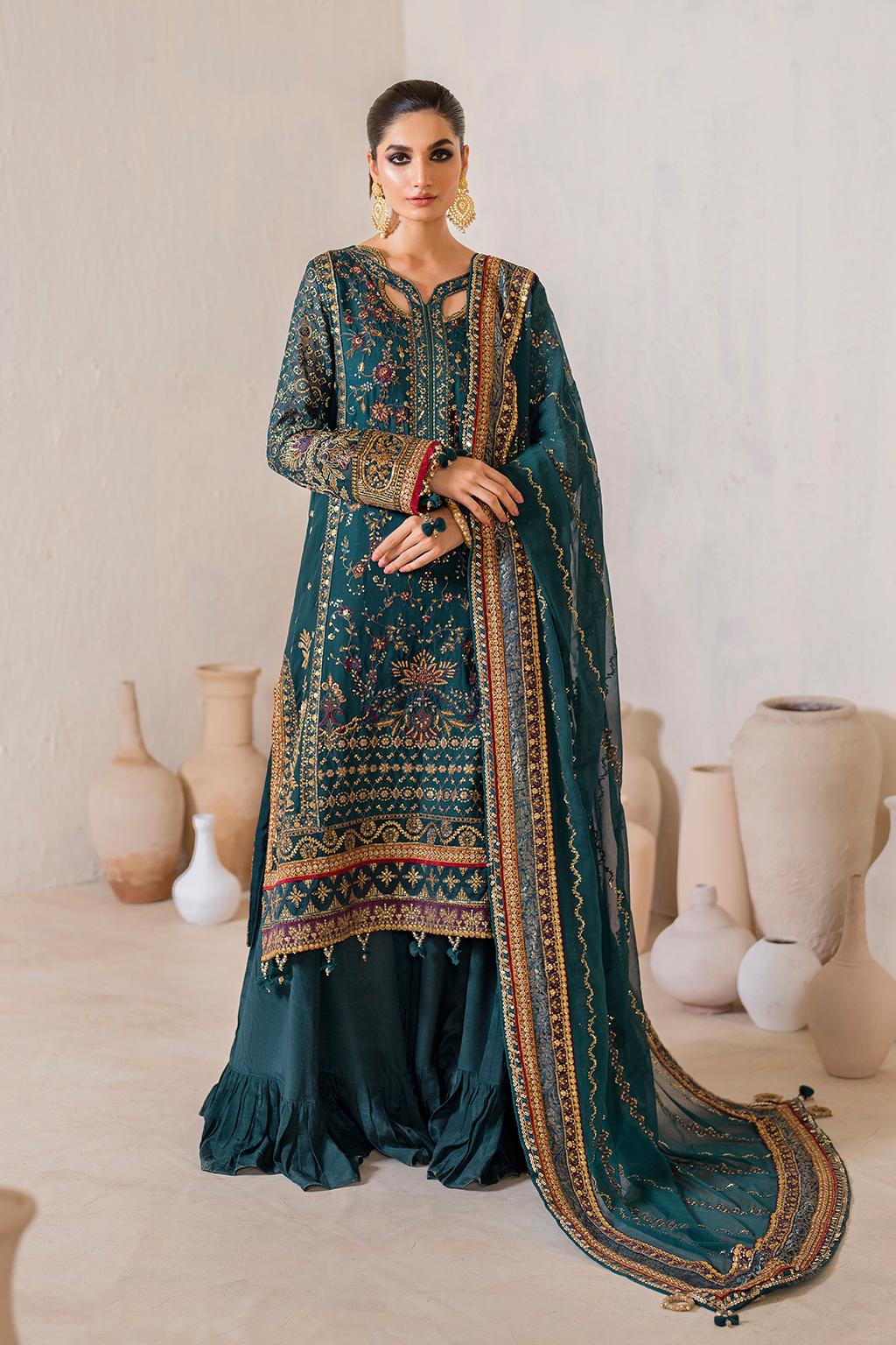 Iznik | Chinnon Chiffon | CC-46 Embroidered Chiffon - House Of Anaya