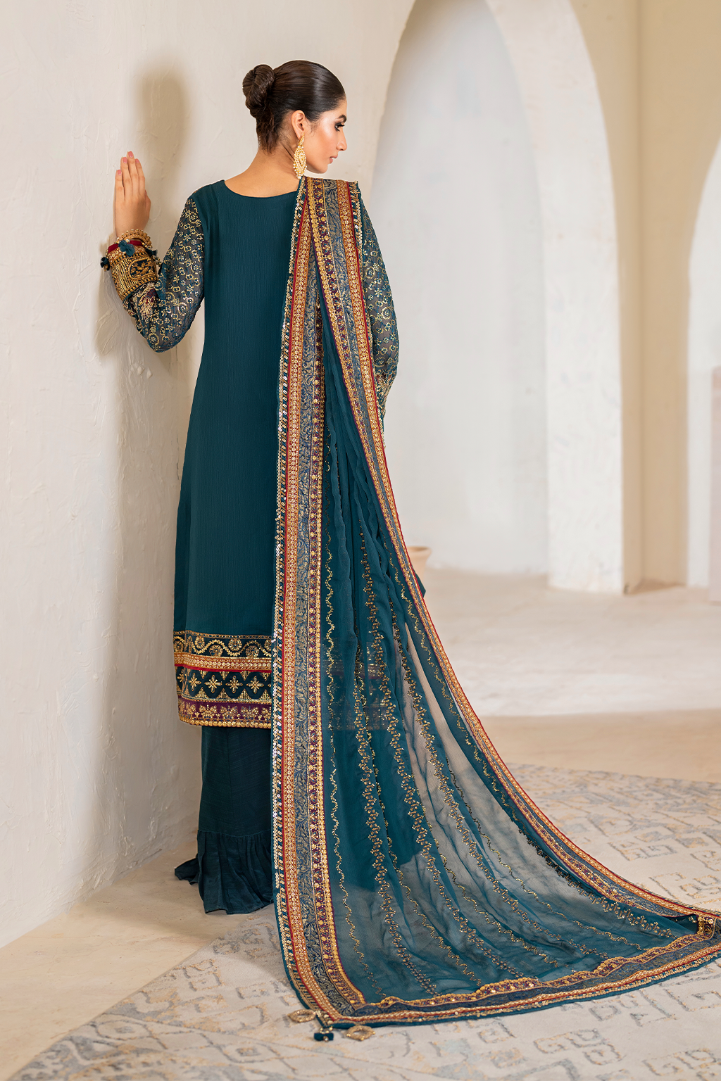 Iznik | Chinnon Chiffon | CC-46 Embroidered Chiffon - House Of Anaya