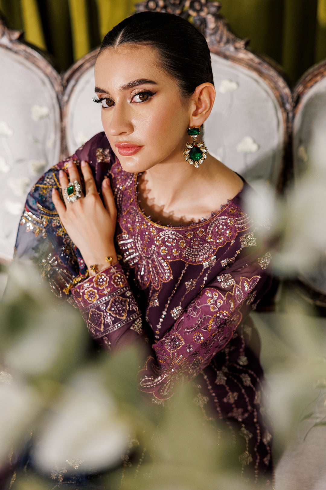 Alizeh Fashion Luxury Embroidered Chiffon 3Pc Suit AF-CH-2173-Nagar B Magenta