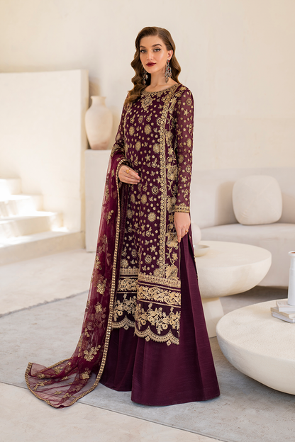 Iznik | Chinnon Chiffon | CC-42 Embroidered Chiffon - House Of Anaya