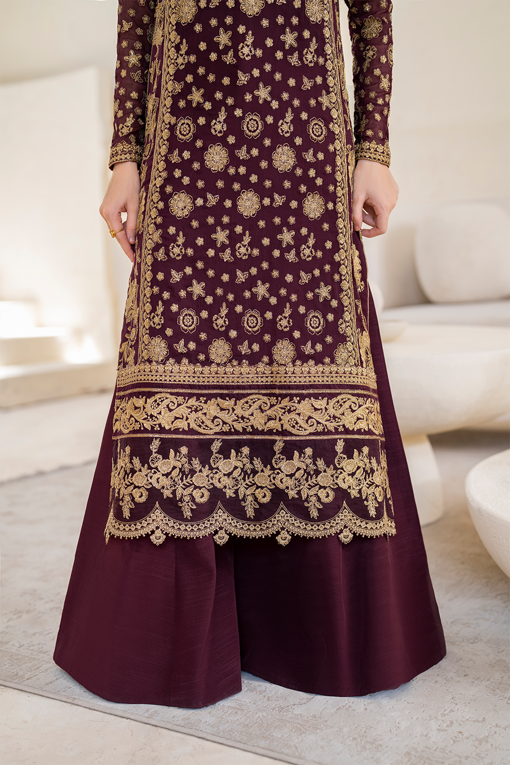 Iznik | Chinnon Chiffon | CC-42 Embroidered Chiffon - House Of Anaya