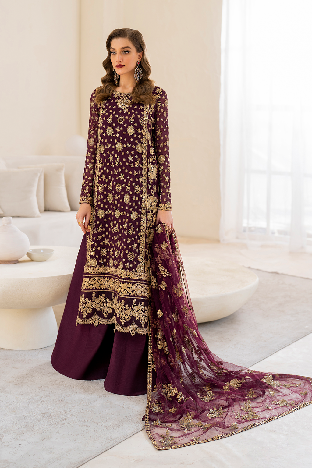 Iznik | Chinnon Chiffon | CC-42 Embroidered Chiffon - House Of Anaya