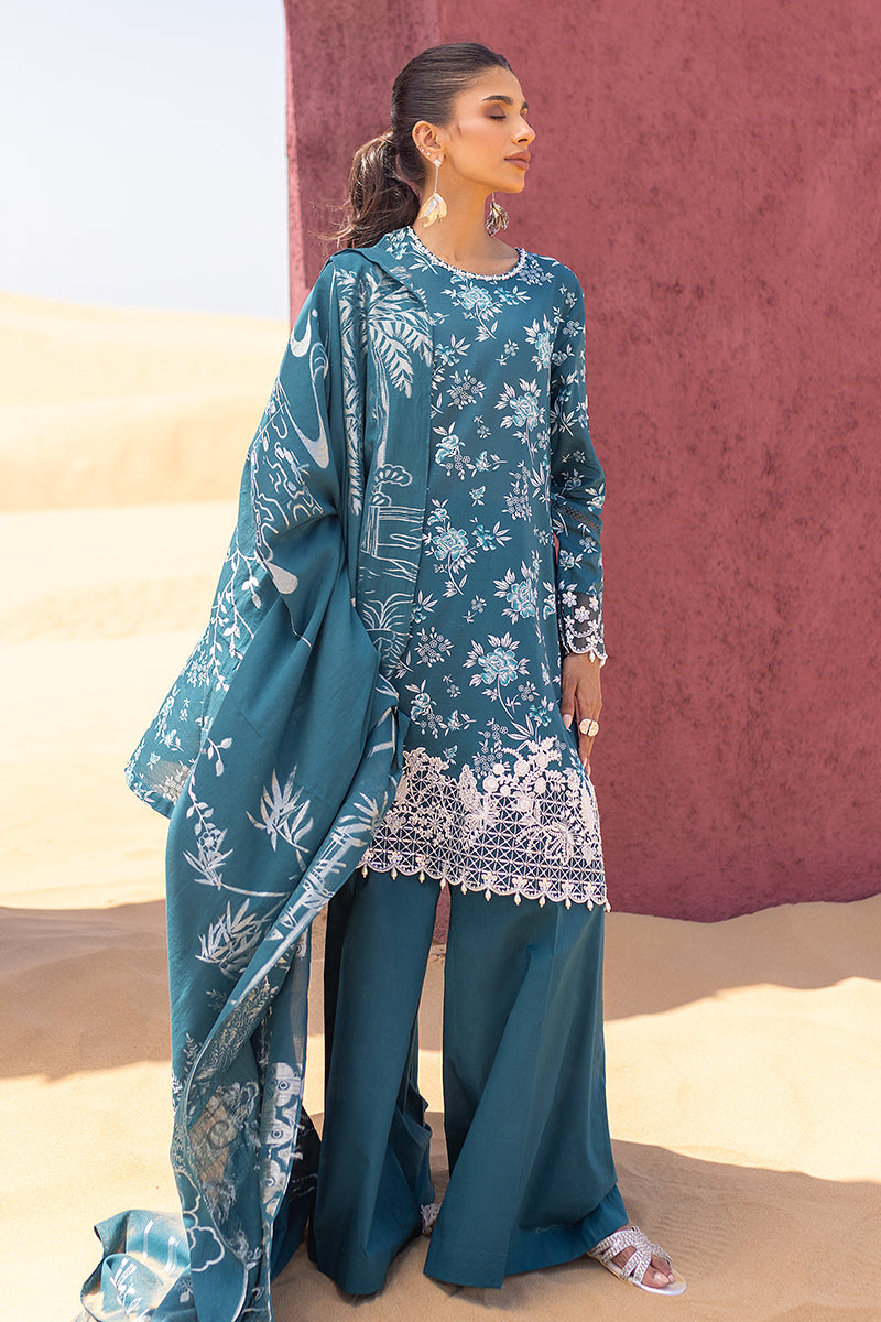 Cross Stitch | Eid Lawn 24 | TEAL SERENITY - House Of Anaya