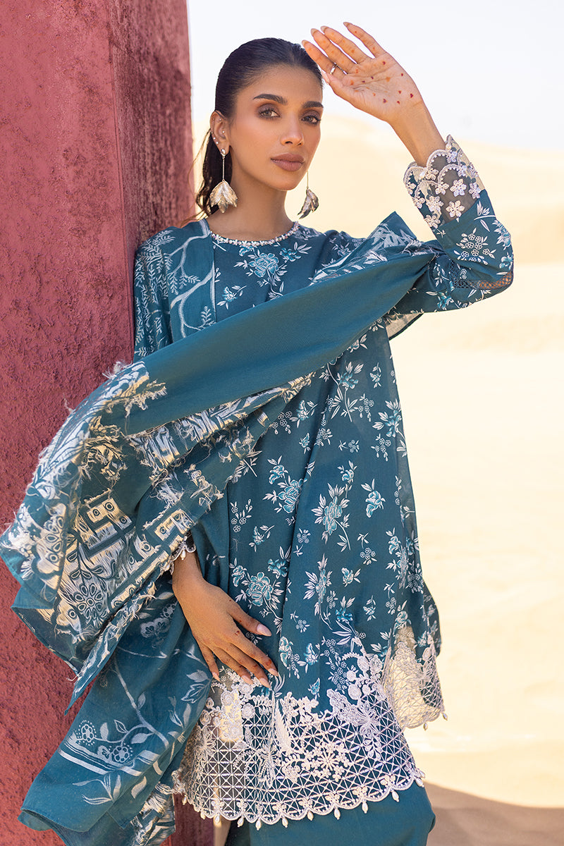 Cross Stitch | Eid Lawn 24 | TEAL SERENITY - House Of Anaya