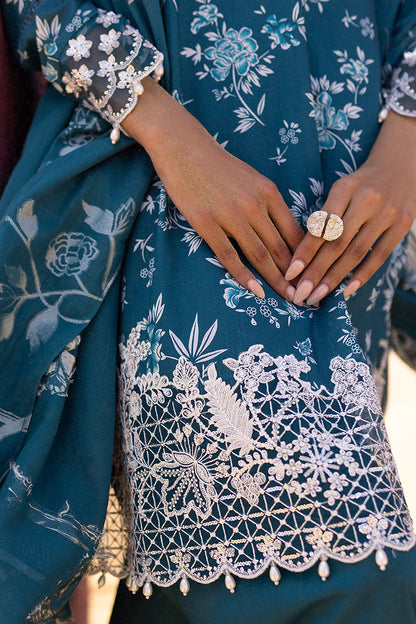 Cross Stitch | Eid Lawn 24 | TEAL SERENITY - House Of Anaya
