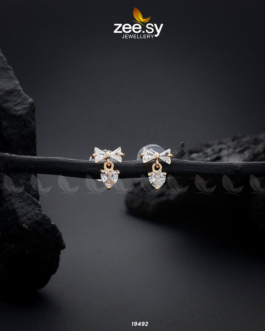 Crystal Bow Stud Earrings - Libasekhas