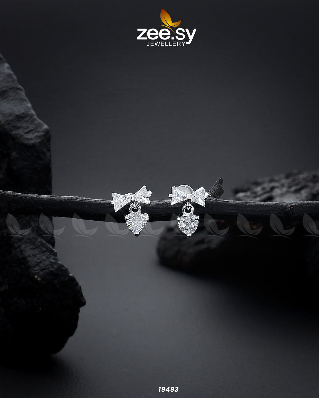 Crystal Bow Stud Earrings - Libasekhas