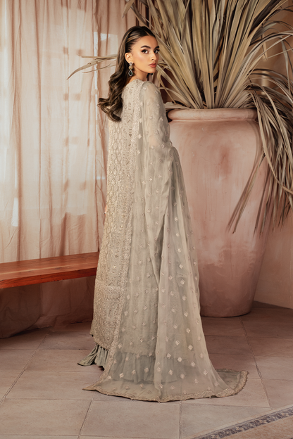 Iznik | Chiffon Kari | ICK-08 Embroidered Chiffon - House Of Anaya