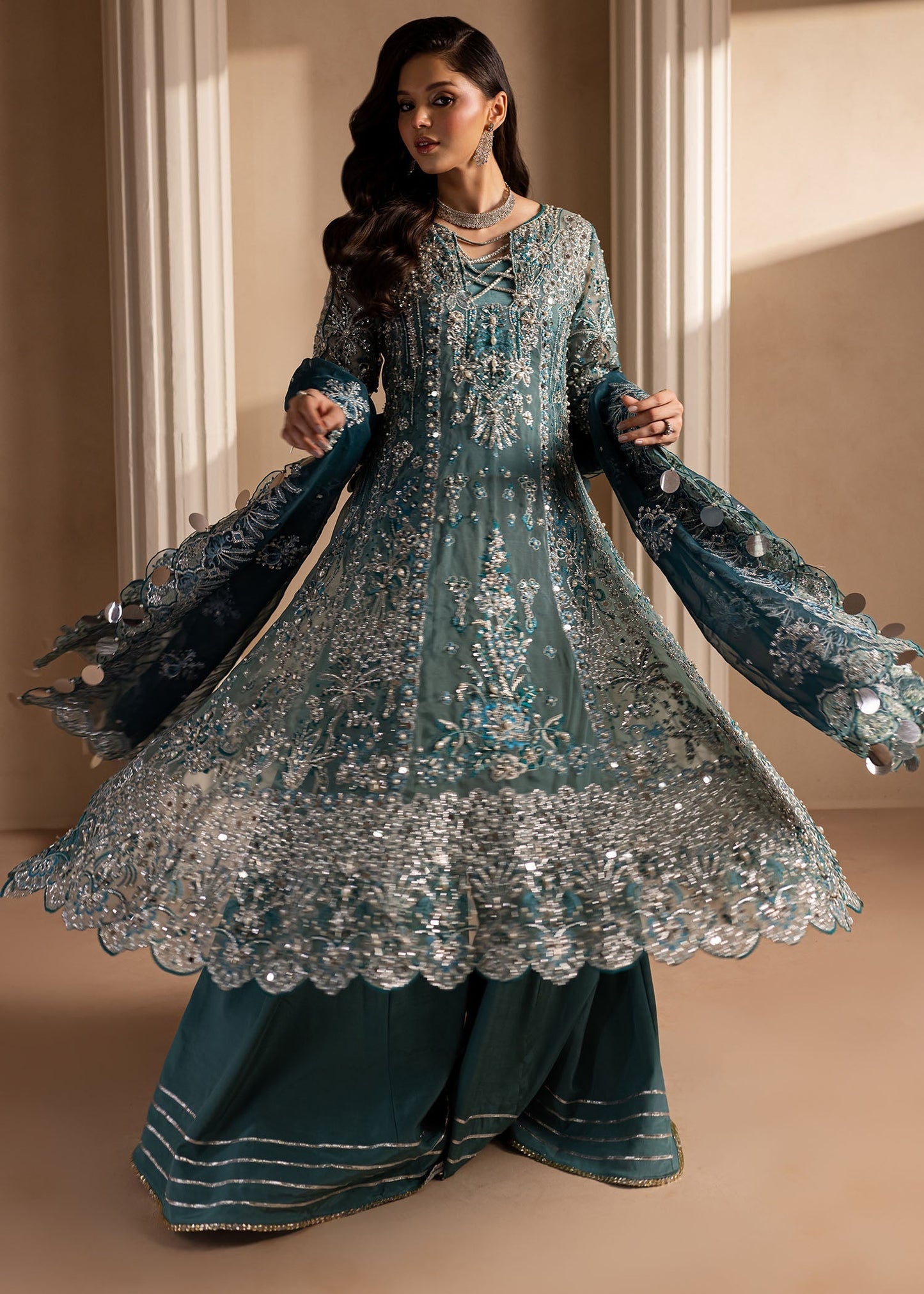 Lamhay by Maria Osama Khan Embroidered Organza 3Pc Suit - Sumbul