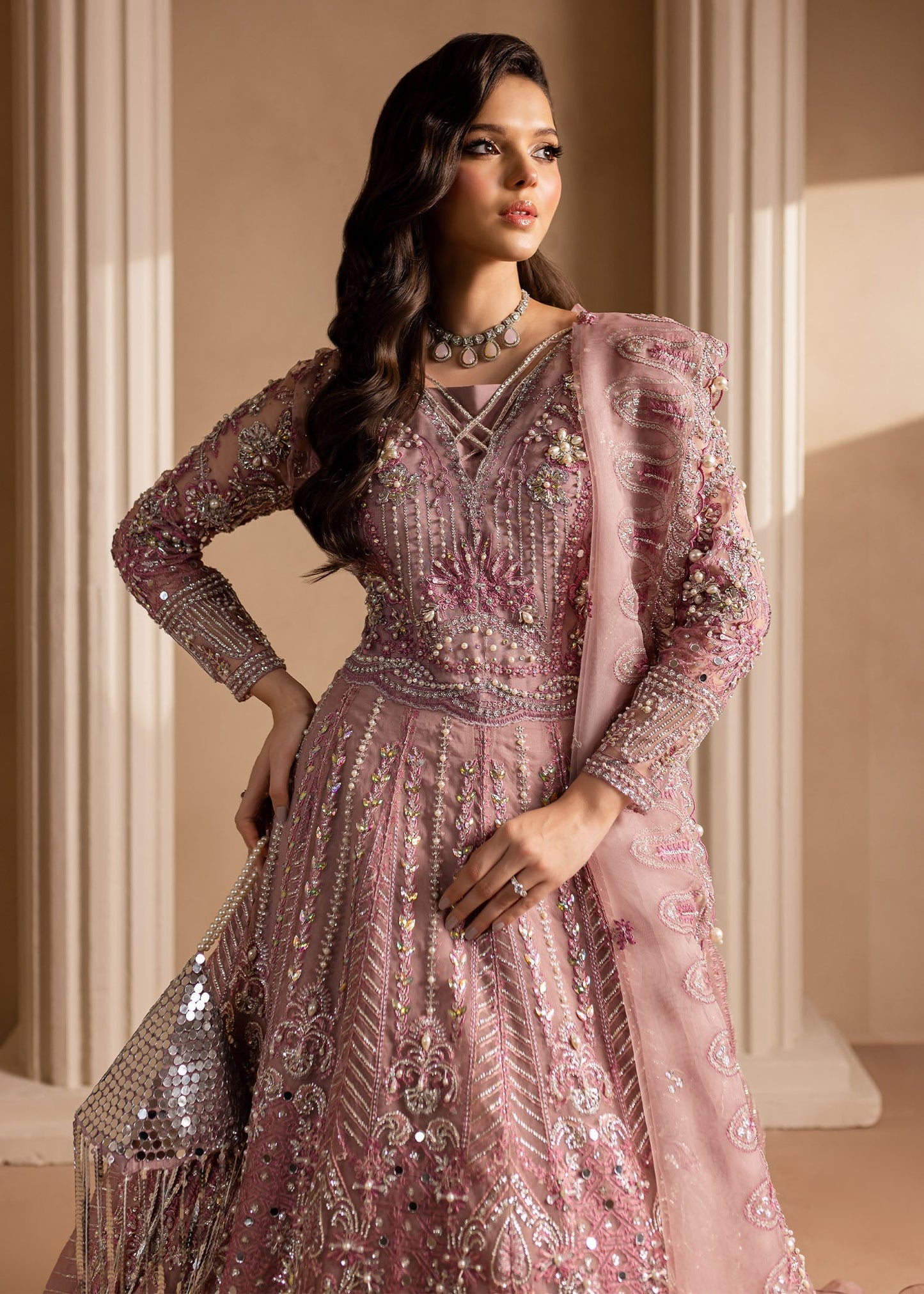 Lamhay by Maria Osama Khan Embroidered Organza 3Pc Suit - Pakeezah