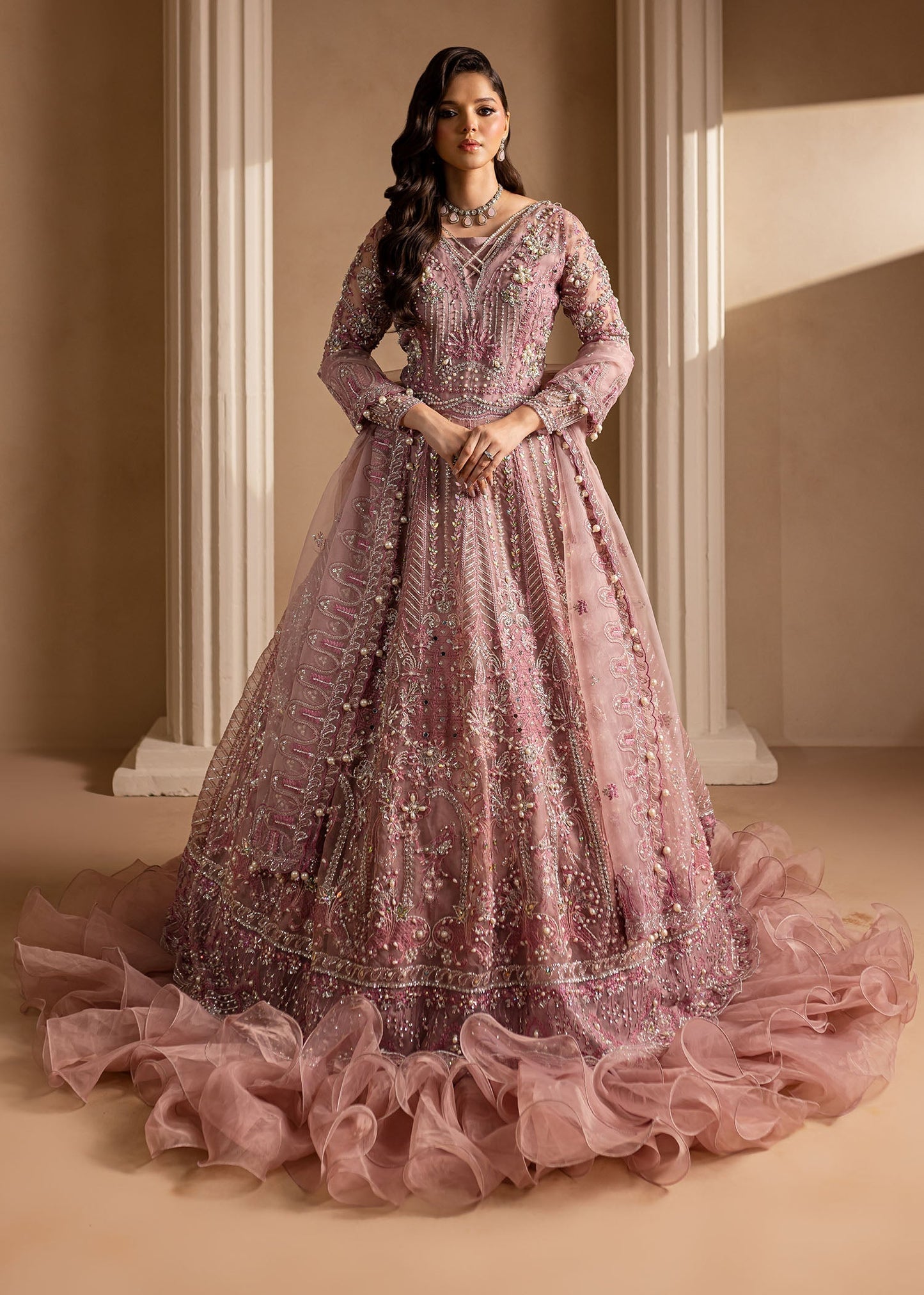 Lamhay by Maria Osama Khan Embroidered Organza 3Pc Suit - Pakeezah