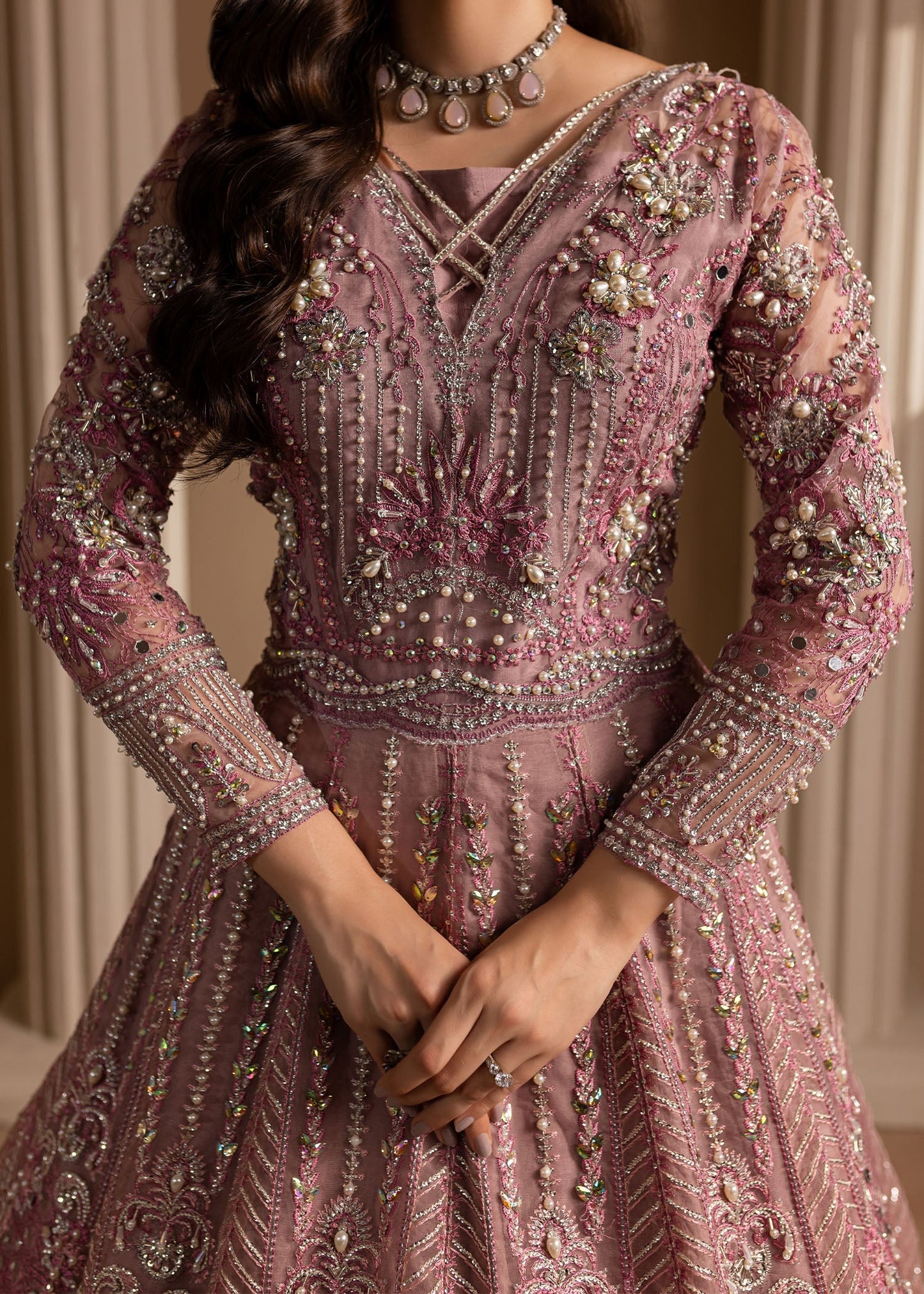 Lamhay by Maria Osama Khan Embroidered Organza 3Pc Suit - Pakeezah