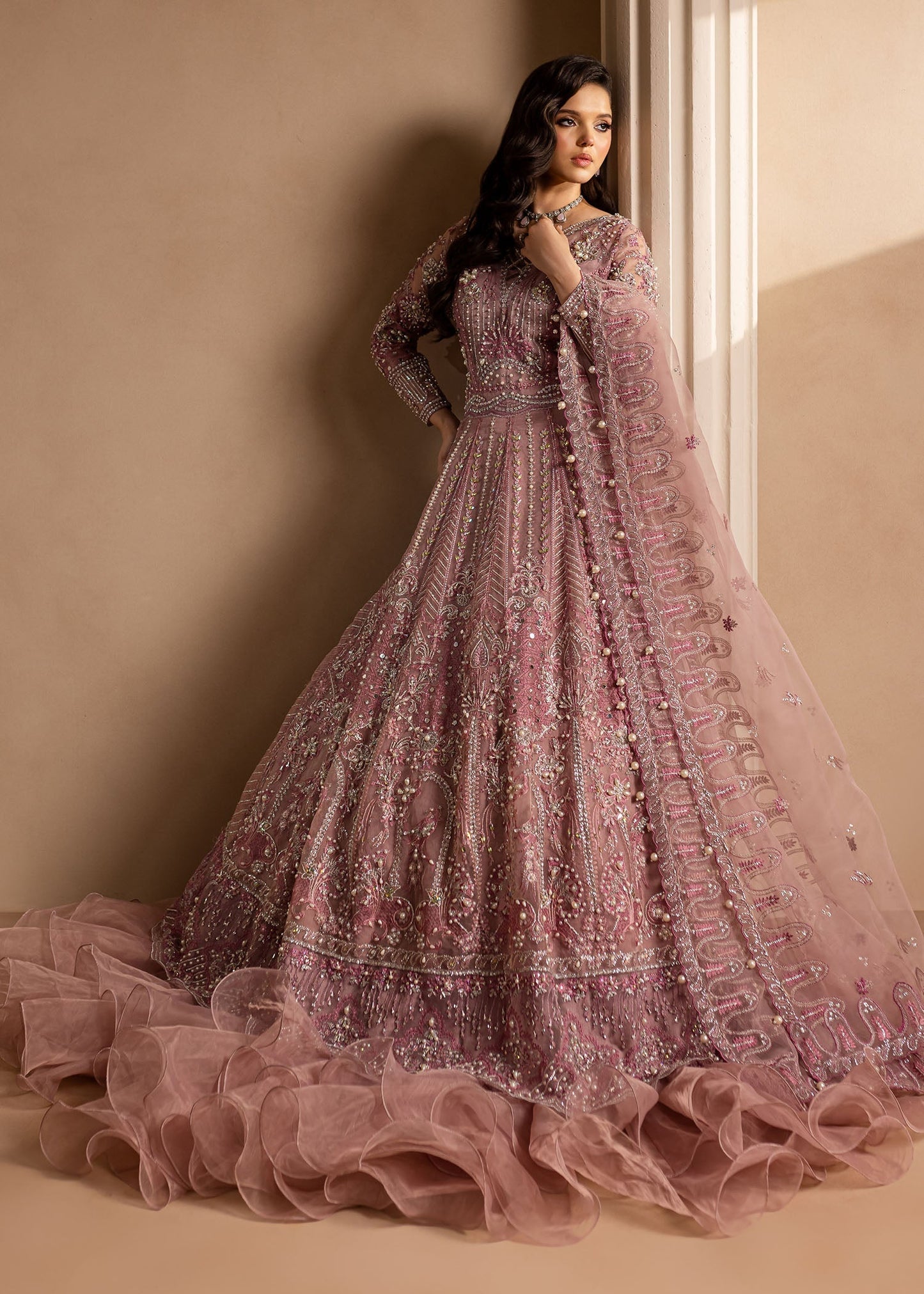 Lamhay by Maria Osama Khan Embroidered Organza 3Pc Suit - Pakeezah