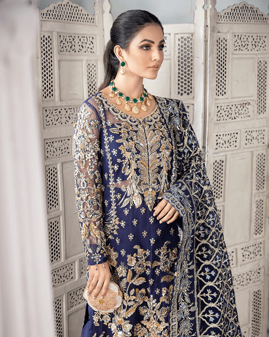 Gulaal - QAYINAAT EMBROIDERED NET 3-PIECE SUIT WS-16 - House Of Anaya