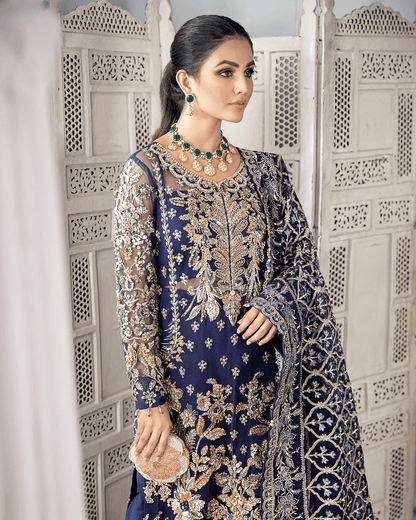 Gulaal - QAYINAAT EMBROIDERED NET 3-PIECE SUIT WS-16 - House Of Anaya