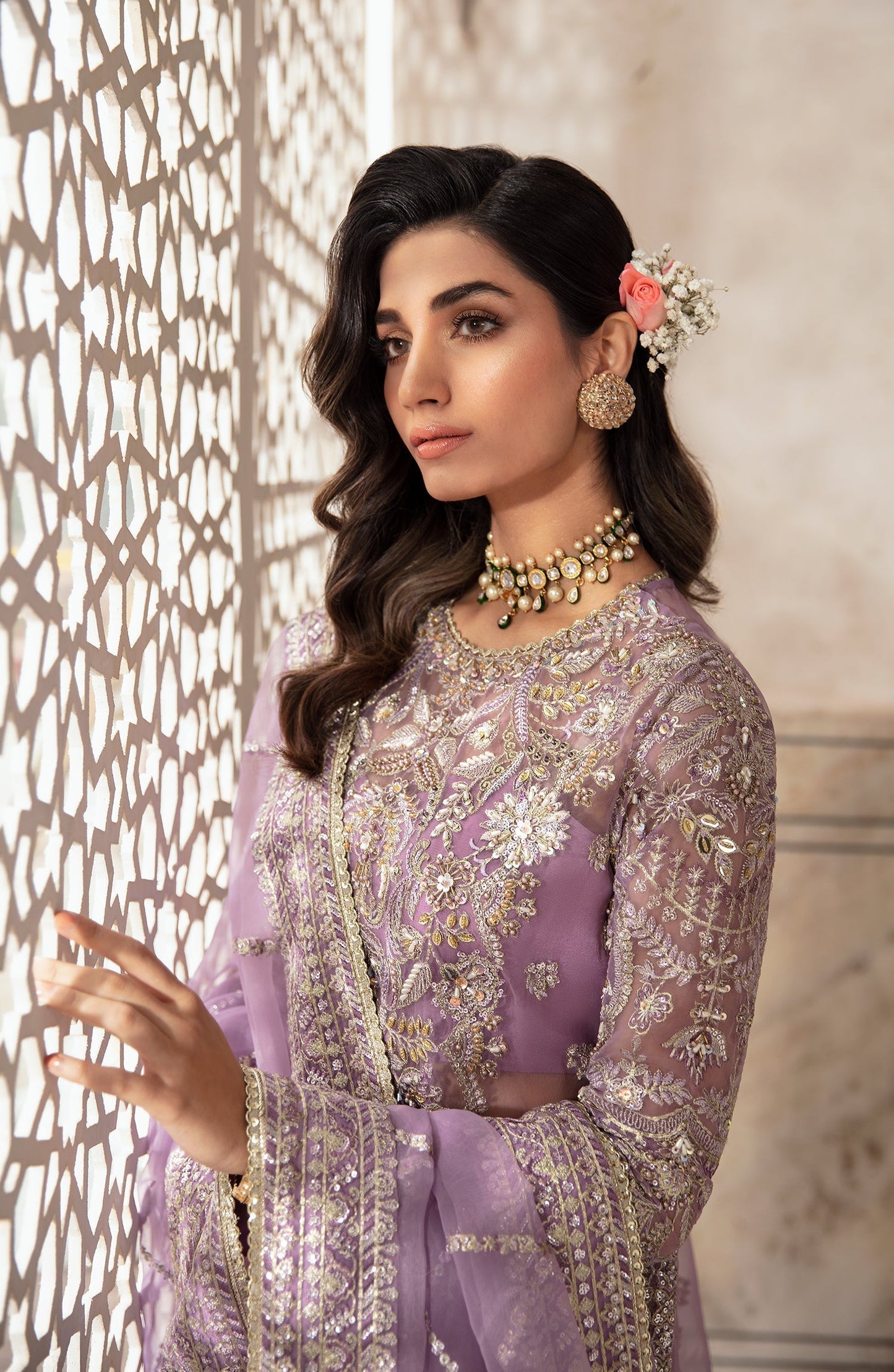 Zevk Afsanah Luxury Embroidered Organza 3Pc Suit - Gul-e-Nargis