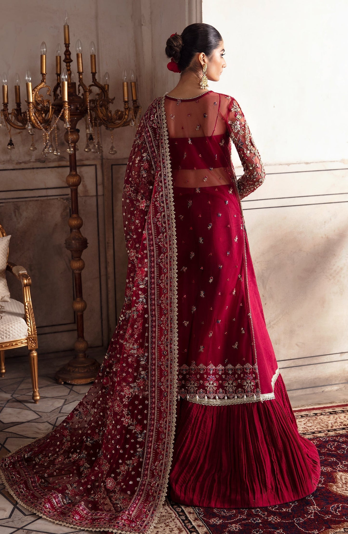 Zevk Afsanah Luxury Embroidered Net 3Pc Suit - Kamkhawab