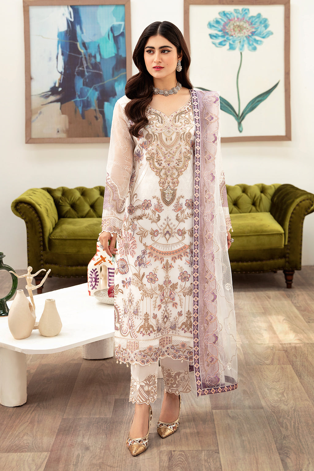 Ramsha | Minhal Organza Collection | M-1002 - House Of Anaya